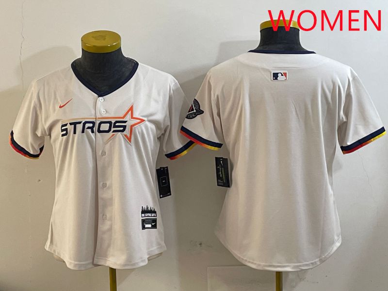 Women Houston Astros Blank Cream Three generations Joint Name 2025 Nike MLB Jersey style 410